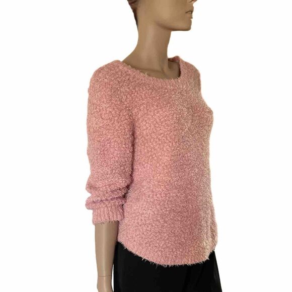 John Paul Richard Pink Sweater Eyelash Size Large Boucle Popcorn JPR Hi-Low - Picture 3 of 7